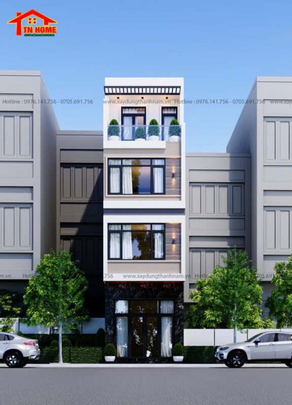 Mẫu nhà ống 4 tầng hiện đại, sang trọng