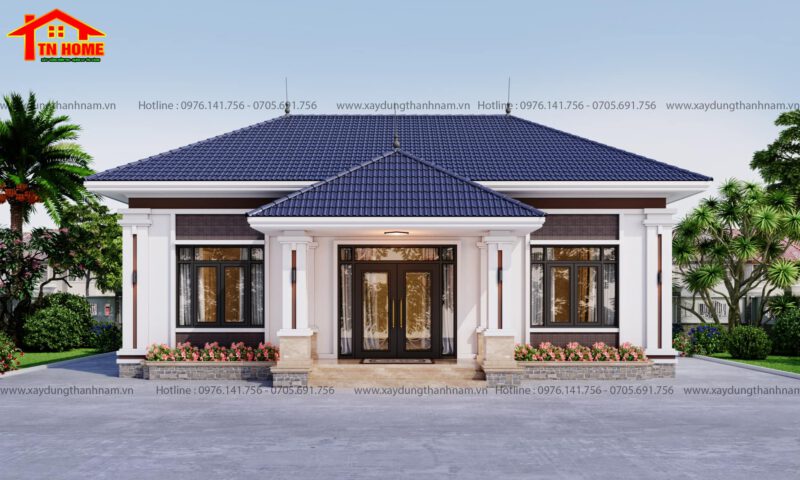 Mặt tiền biệt thự mái Nhật 1 tầng TN-01