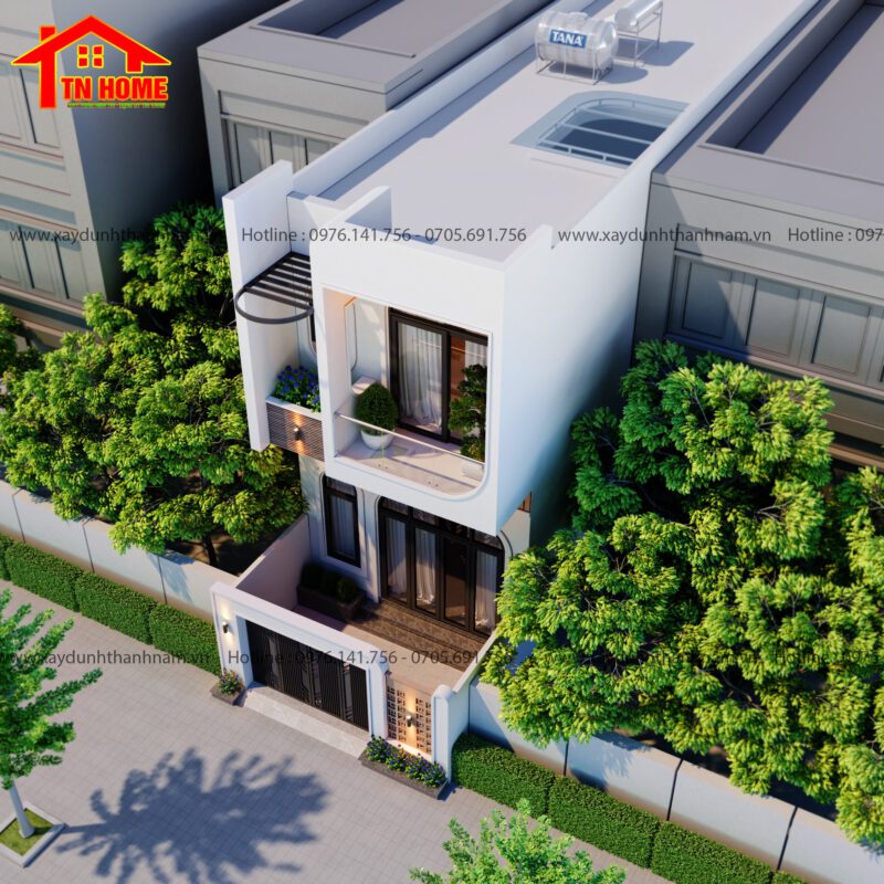 Phối cảnh mẫu biệt thự 2 tầng hiện đại TN07 từ trên cao