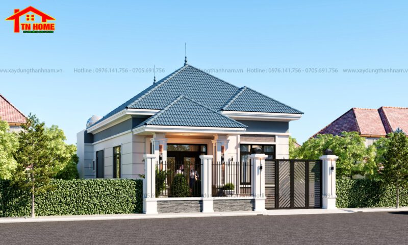 Mẫu biệt thự 1 tầng mái Nhật hiện đại TN11 nhìn từ bên trái