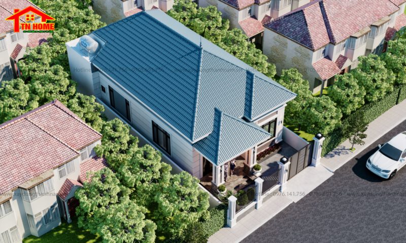 Hệ mái Nhật hiện đại của mẫu nhà 1 tầng TN11