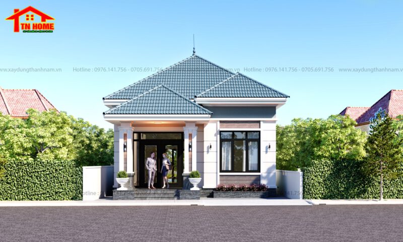 Mẫu biệt thự 1 tầng mái Nhật hiện đại TN11