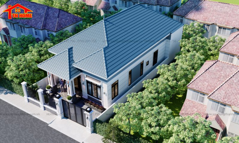 Phối cảnh mẫu biệt thự 1 tầng mái Nhật TN11