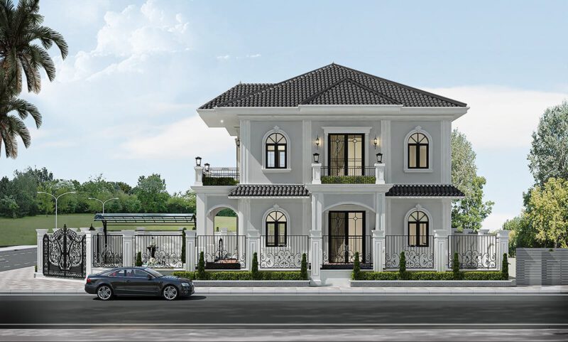 Mẫu biệt thự 2 tầng 9x12m tân cổ điển sang trọng mặt hông