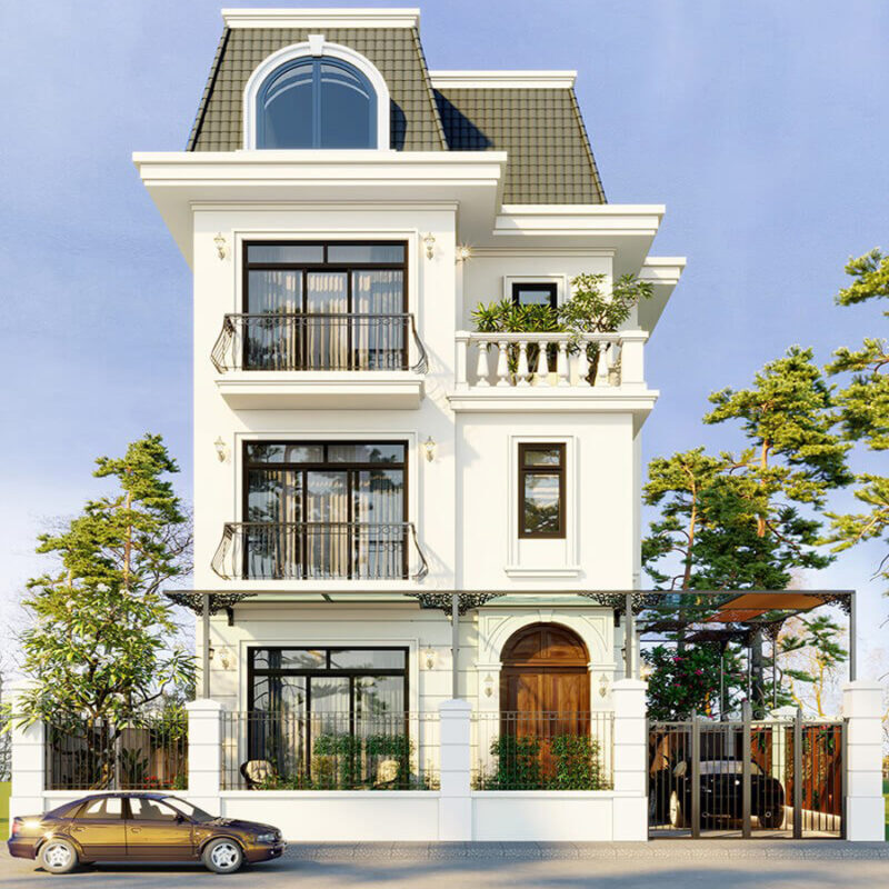 Mẫu biệt thự 3 tầng có gara tân cổ điển đẳng cấp