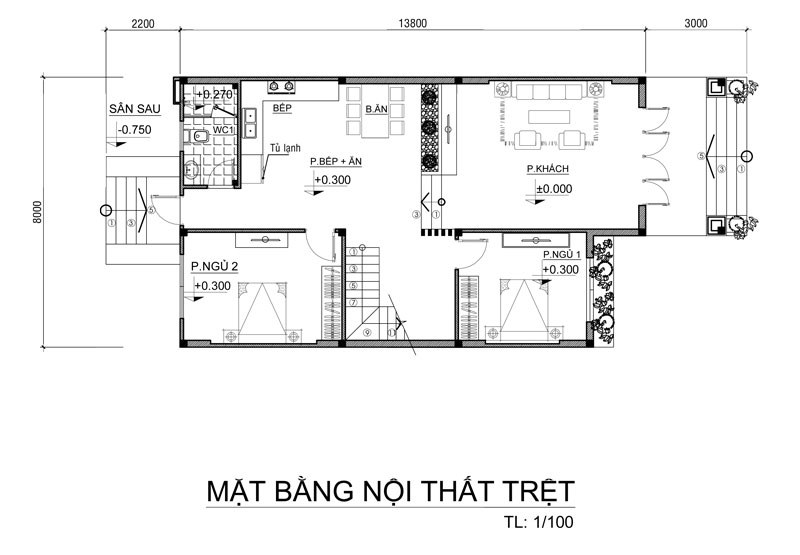 Mặt bằng công năng tầng 1