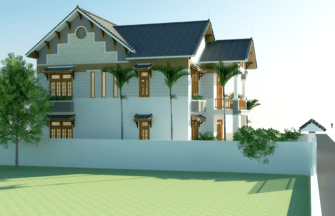 Mẫu biệt thự 2 tầng hiện đại 150m2 bên trái