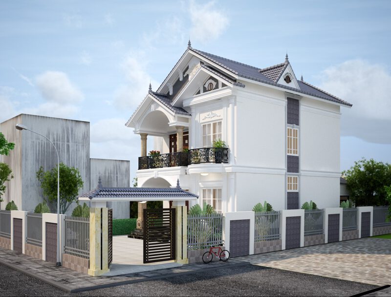 Mẫu biệt thự hiện đại 100m2 5 phòng ngủ từ bên phải