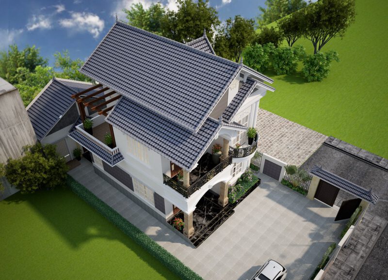 Mẫu biệt thự hiện đại 100m2 5 phòng ngủ từ trên cao