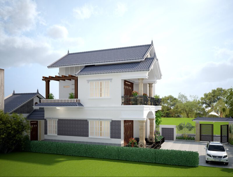 Mẫu biệt thự hiện đại 100m2 5 phòng ngủ từ bên trái
